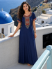 Raatrani Heritage Blue Alpine Embroidered A Line Nighty for Women