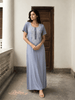 Whisper Grey Alpine Designer Nighty for Women with Embroidery