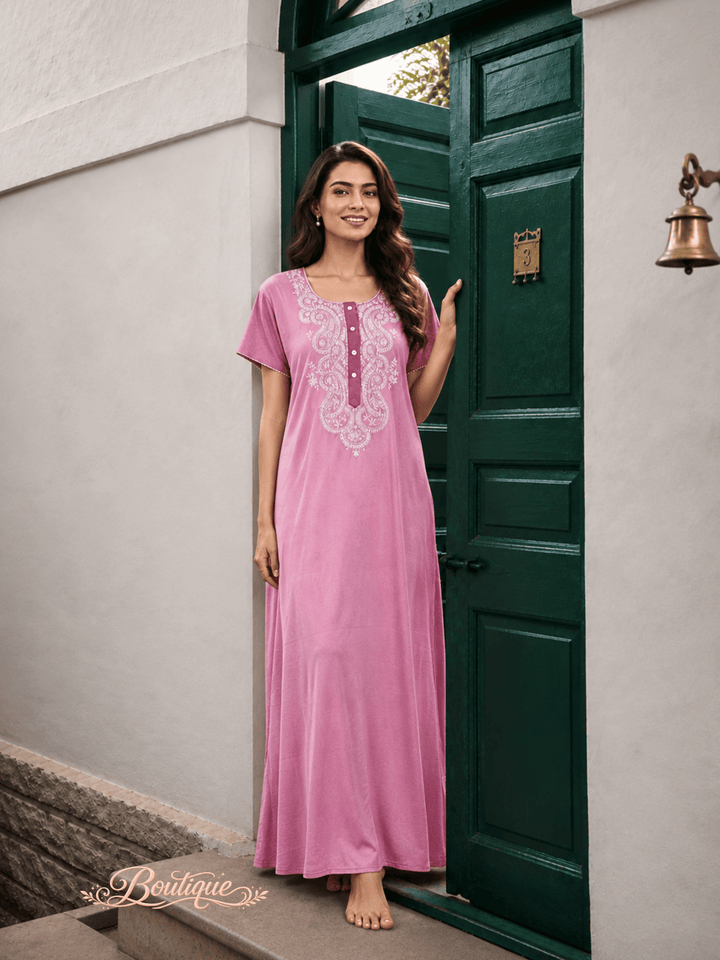 Whisper Rose Alpine Designer Nighty for Women Soft Comfort