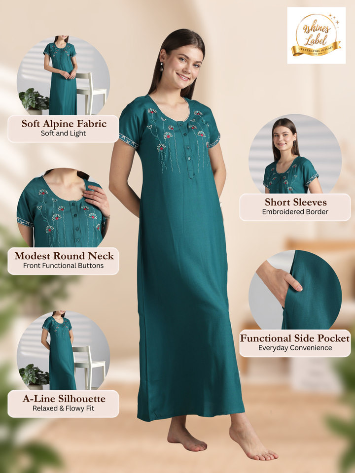 Soft Alpine Nighty with Side Pocket and A Line Fit