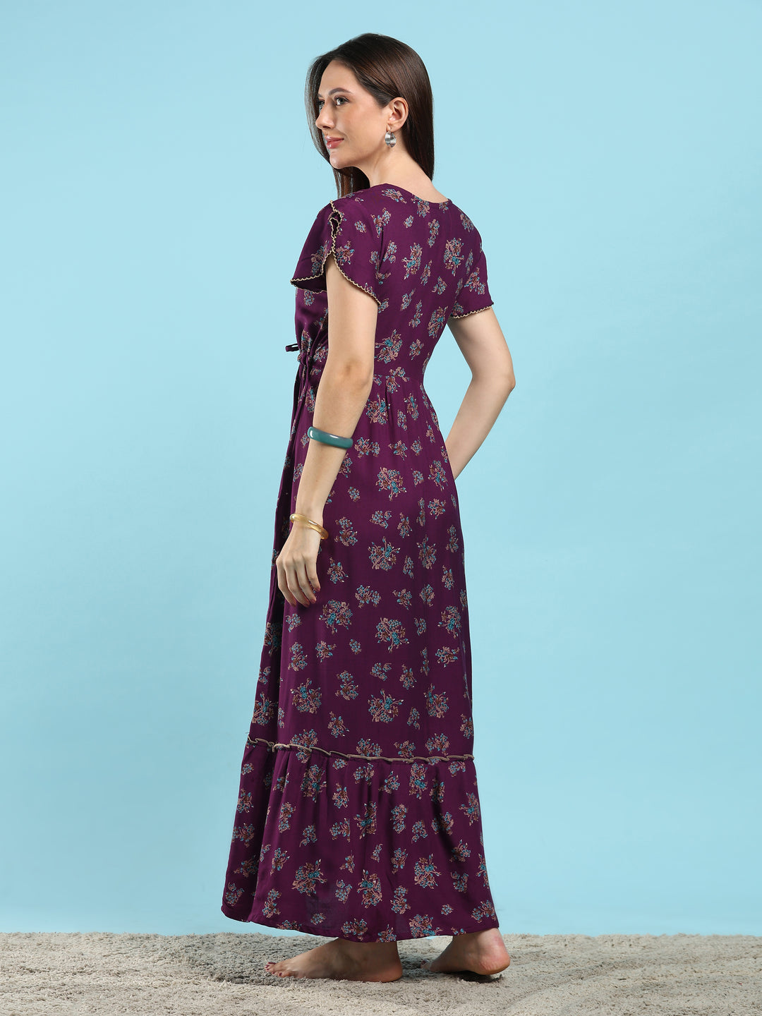 Blossom Wine Alpine Designer Nighty for Women Comfortable Frock Style