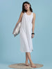 White Sleeveless A Line Cotton Hosiery Slip Nightdress for Women