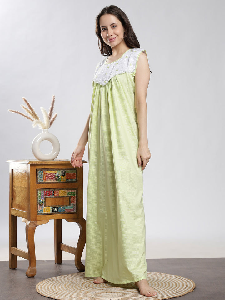 Pure Cotton Sleeveless Dot Neon Nighty for Women
