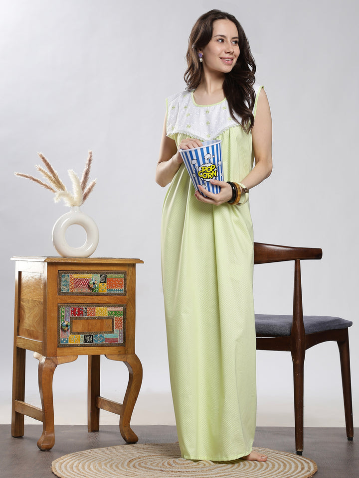 Pure Cotton Sleeveless Dot Neon Nighty for Women