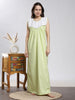 Saheli Pure Cotton Sleeveless Pleated Nighty for Women Heart Mint