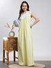 Saheli Pure Cotton Sleeveless Pleated Nighty for Women Polka Yellow