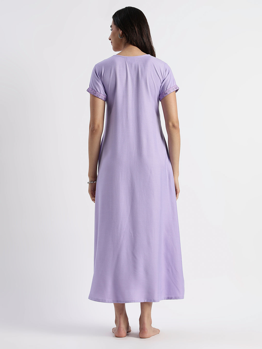 Sadabahar Peri Winkle Embroidered Nighty with Soft Alpine Fabric