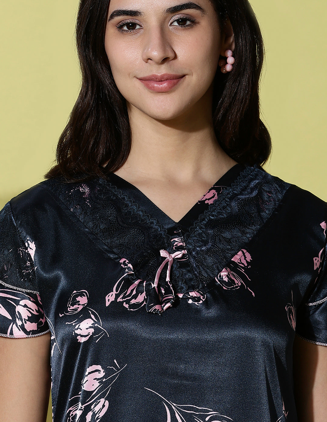 Navy Blue Satin Designer Nighty for Women Soft and Luxurious