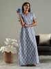 Pure Cotton Printed Nighty for Women in Grey with Pocket