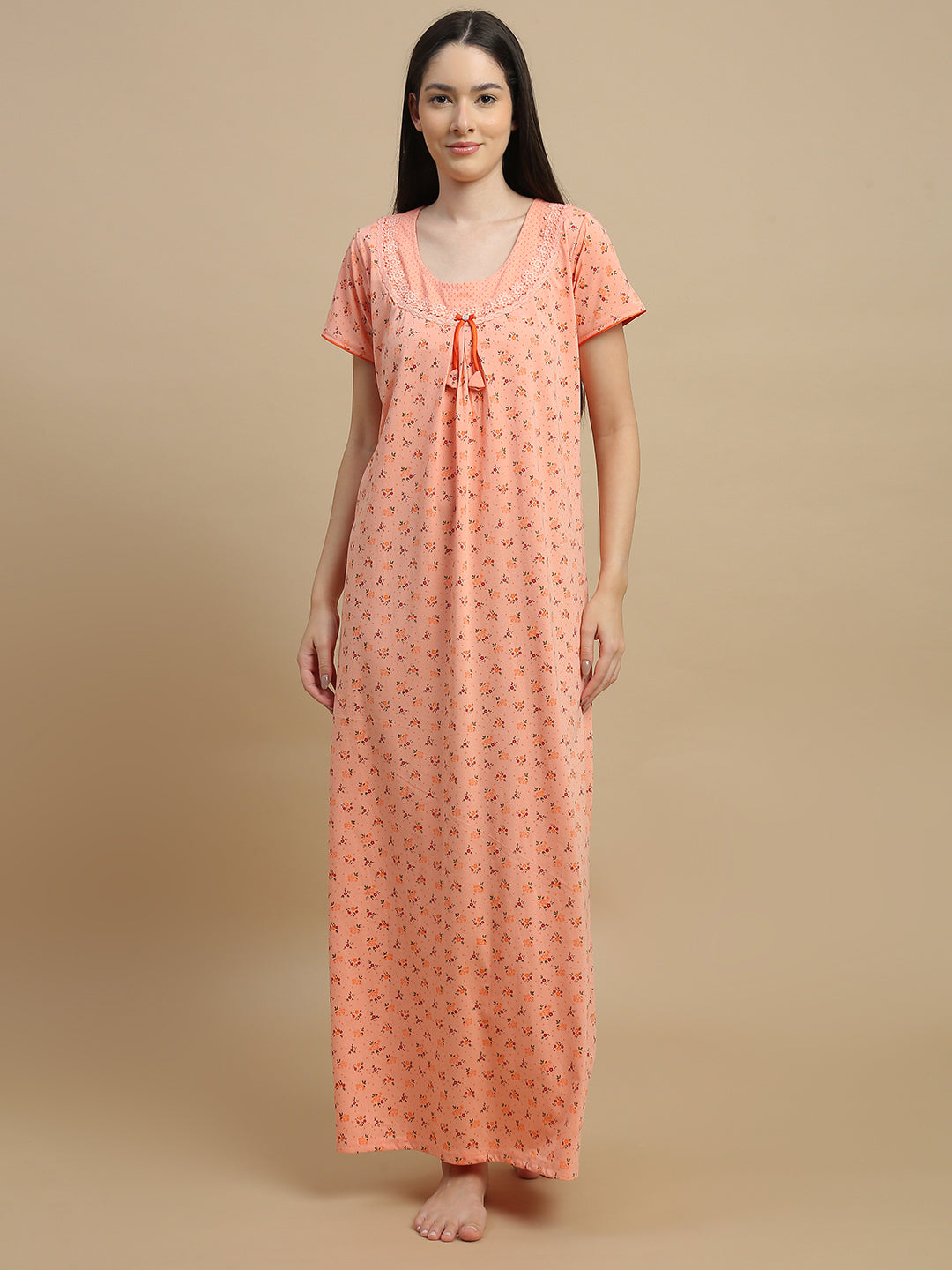 Floral Cotton Blend Designer Nighty for Women Soft Maxi Comfort