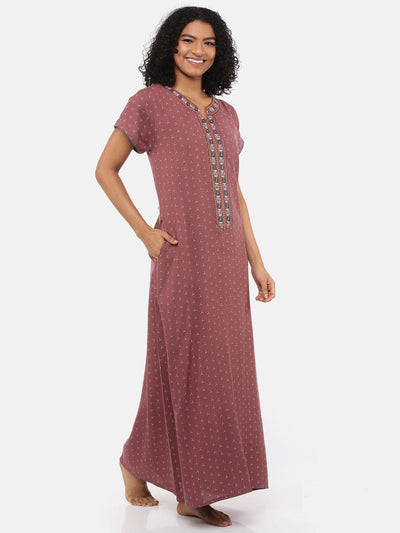 Alpine Designer Flower Brown Nighty