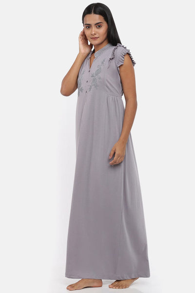 Cotton Blend Designer Nighty Silver