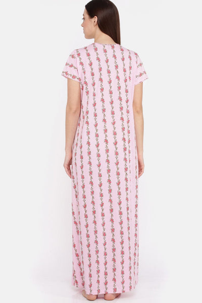 Cotton Blend Designer Nighty Lilly Pink