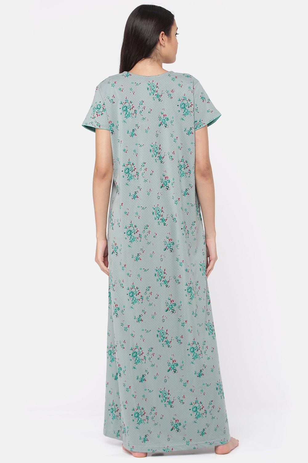 Cotton Blend Designer Nighty Green