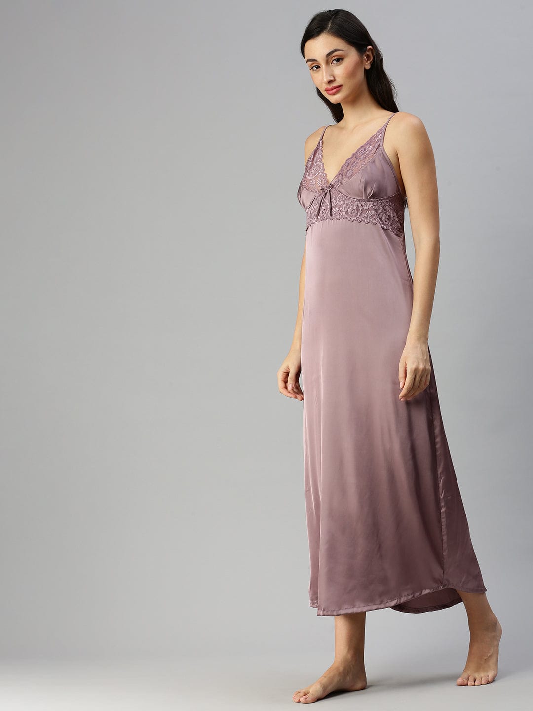 Satin luxury robe with Long Gown | Light Purple