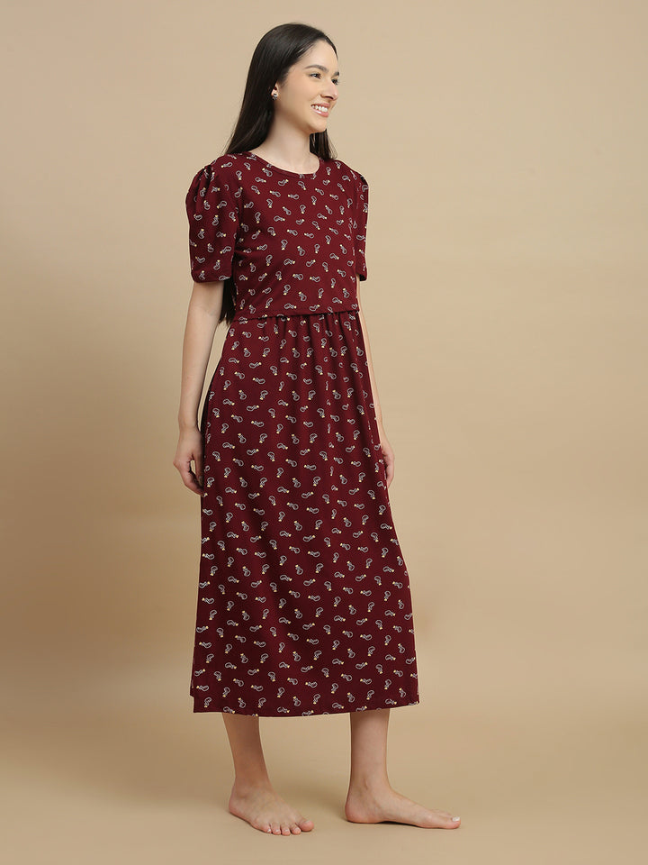 Berry Hearts Floral Feeding Friendly Short Maternity Nighty