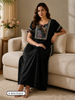 Regal Black Alpine Designer Nighty for Women with Embroidered A Line Fit