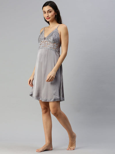 Satin luxury Short robe with Short Gown | Sliver