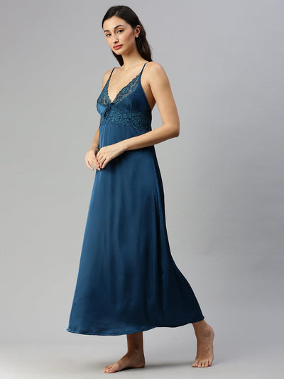 Satin luxury robe with Long Gown | Turquoise Blue