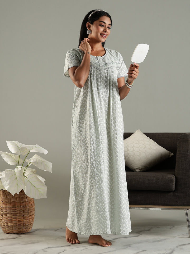 Soft daily wear pastel green 100% pure cotton nighty