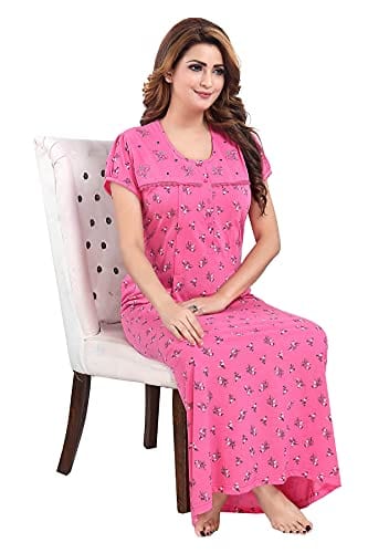 Cotton Blend Maternity Nighty | Pink Square
