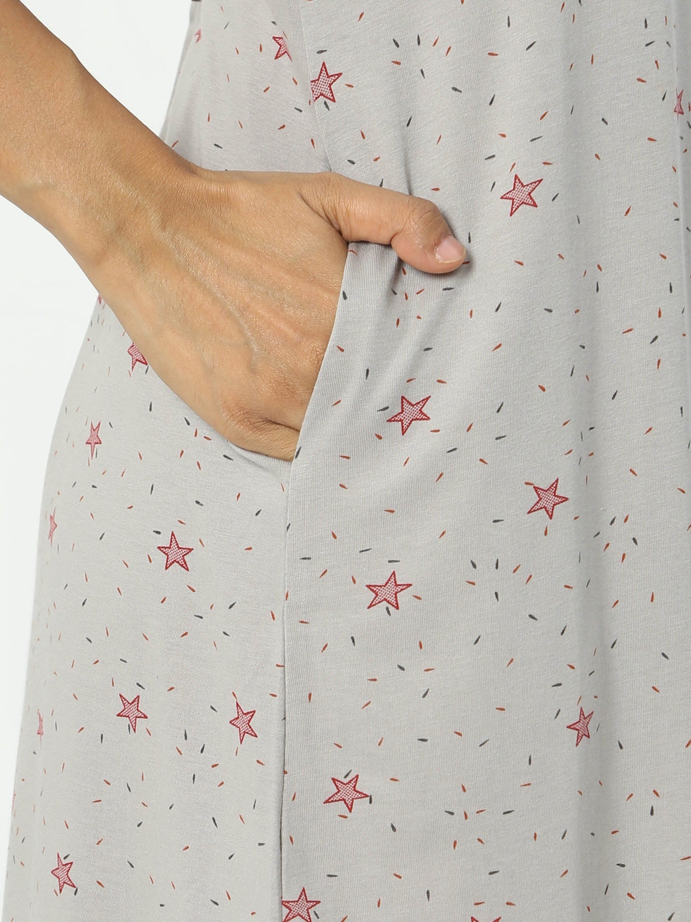 Hosiery Cotton Designer Nighty Grey