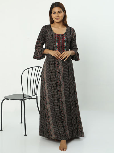 Alpine Maxi Designer Nighty Mountain Black
