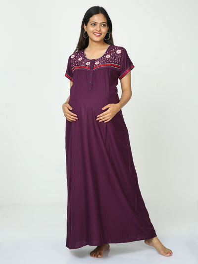 Alpine Maternity Feeding Nighty Purple