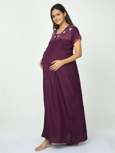 Alpine Maternity Feeding Nighty Purple