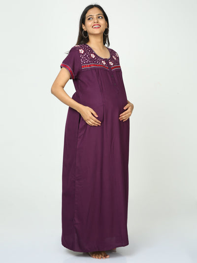 Alpine Maternity Feeding Nighty Purple