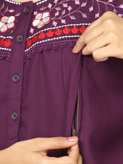 Alpine Maternity Feeding Nighty Purple
