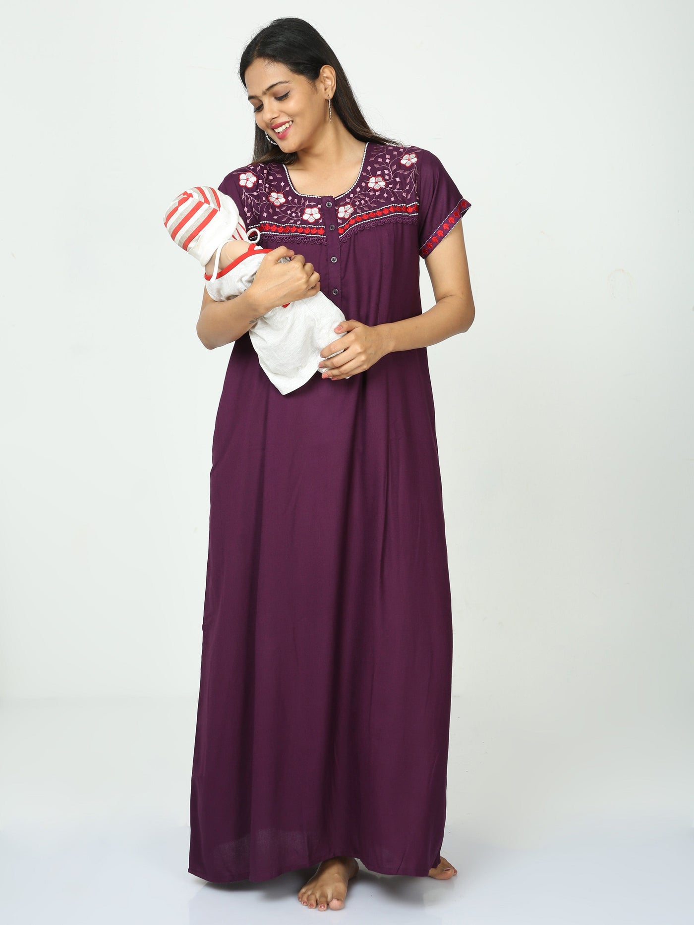 Alpine Maternity Feeding Nighty Purple