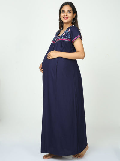 Alpine Maternity Feeding Nighty Navy blue