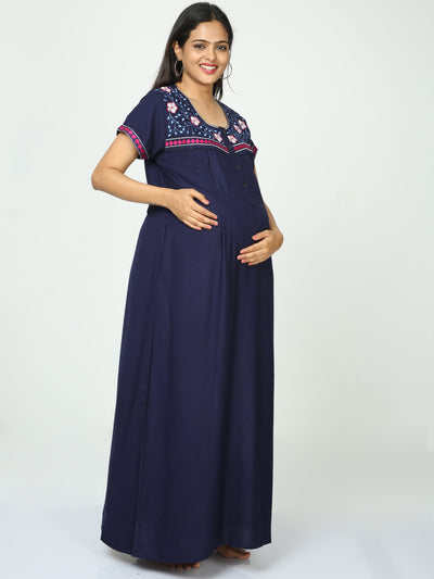 Alpine Maternity Feeding Nighty Navy blue