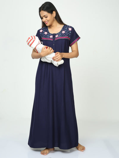 Alpine Maternity Feeding Nighty Navy blue