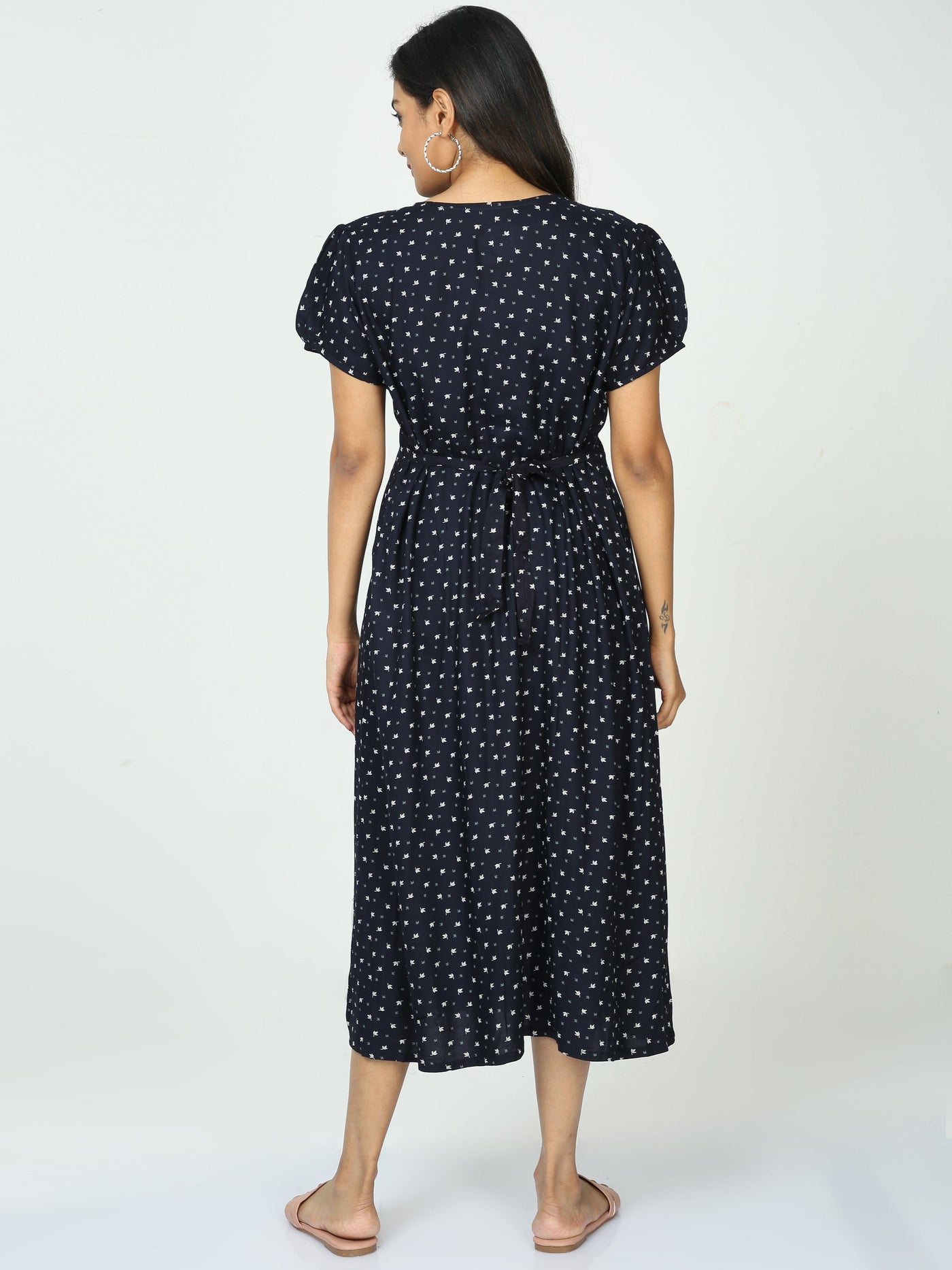 Rayon Maternity Feeding Nighty Navy Blue