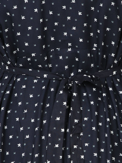 Rayon Maternity Feeding Nighty Navy Blue