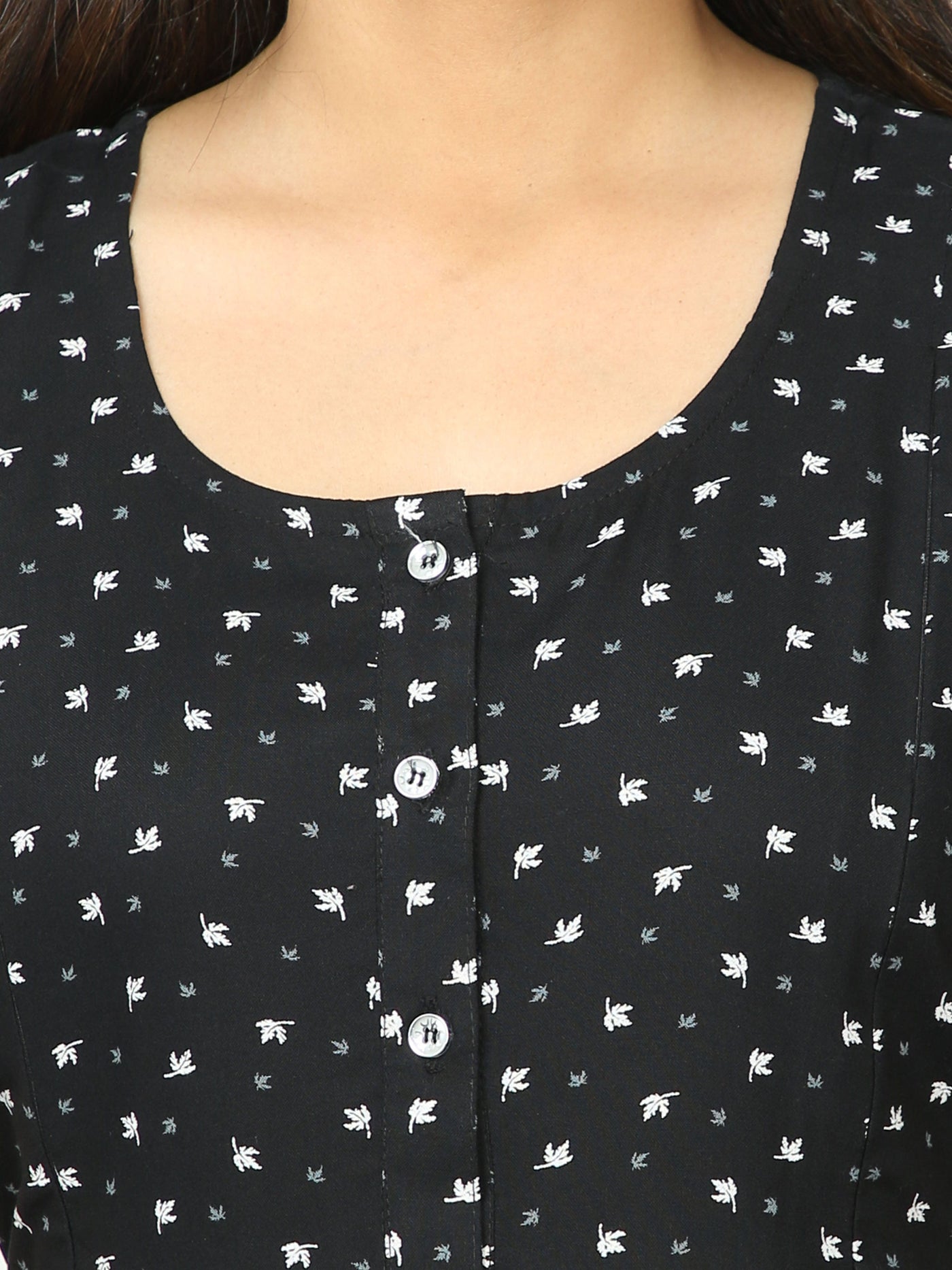 Rayon Maternity Feeding Nighty Black