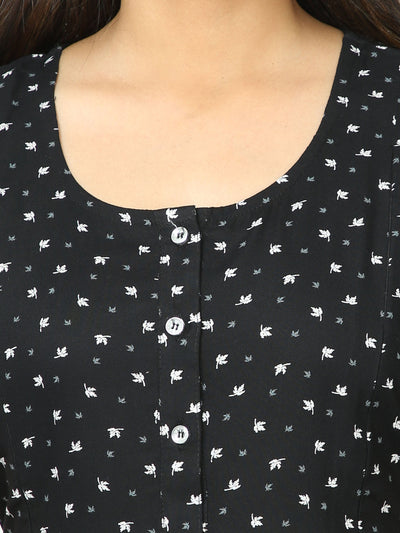 Rayon Maternity Feeding Nighty Black
