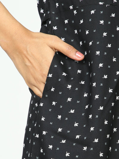 Rayon Maternity Feeding Nighty Black