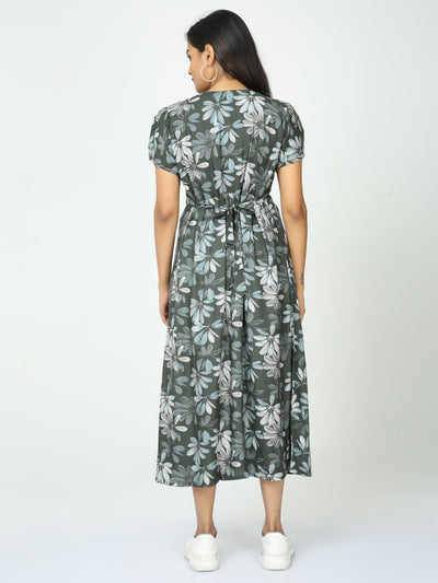 Rayon Maternity Feeding Nighty Green