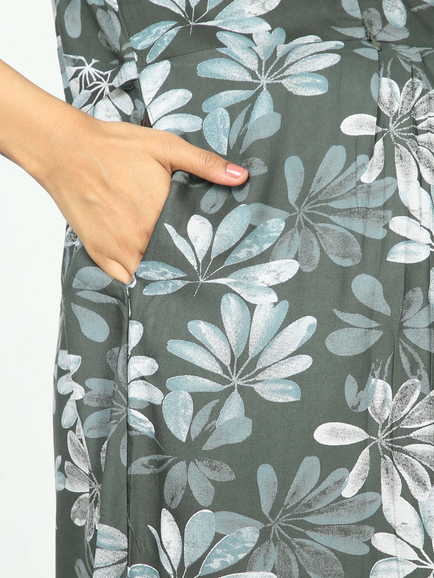 Rayon Maternity Feeding Nighty Green