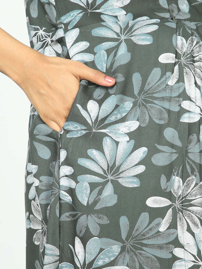 Rayon Maternity Feeding Nighty Green