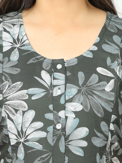 Rayon Maternity Feeding Nighty Green