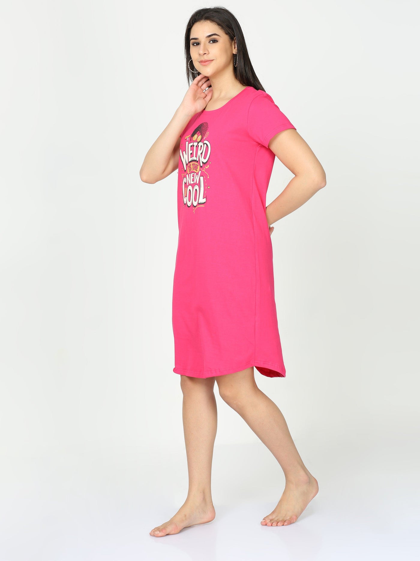 Hosiery Cotton Short Nighty Hot Pink
