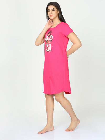 Hosiery Cotton Short Nighty Hot Pink