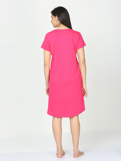 Hosiery Cotton Short Nighty Hot Pink
