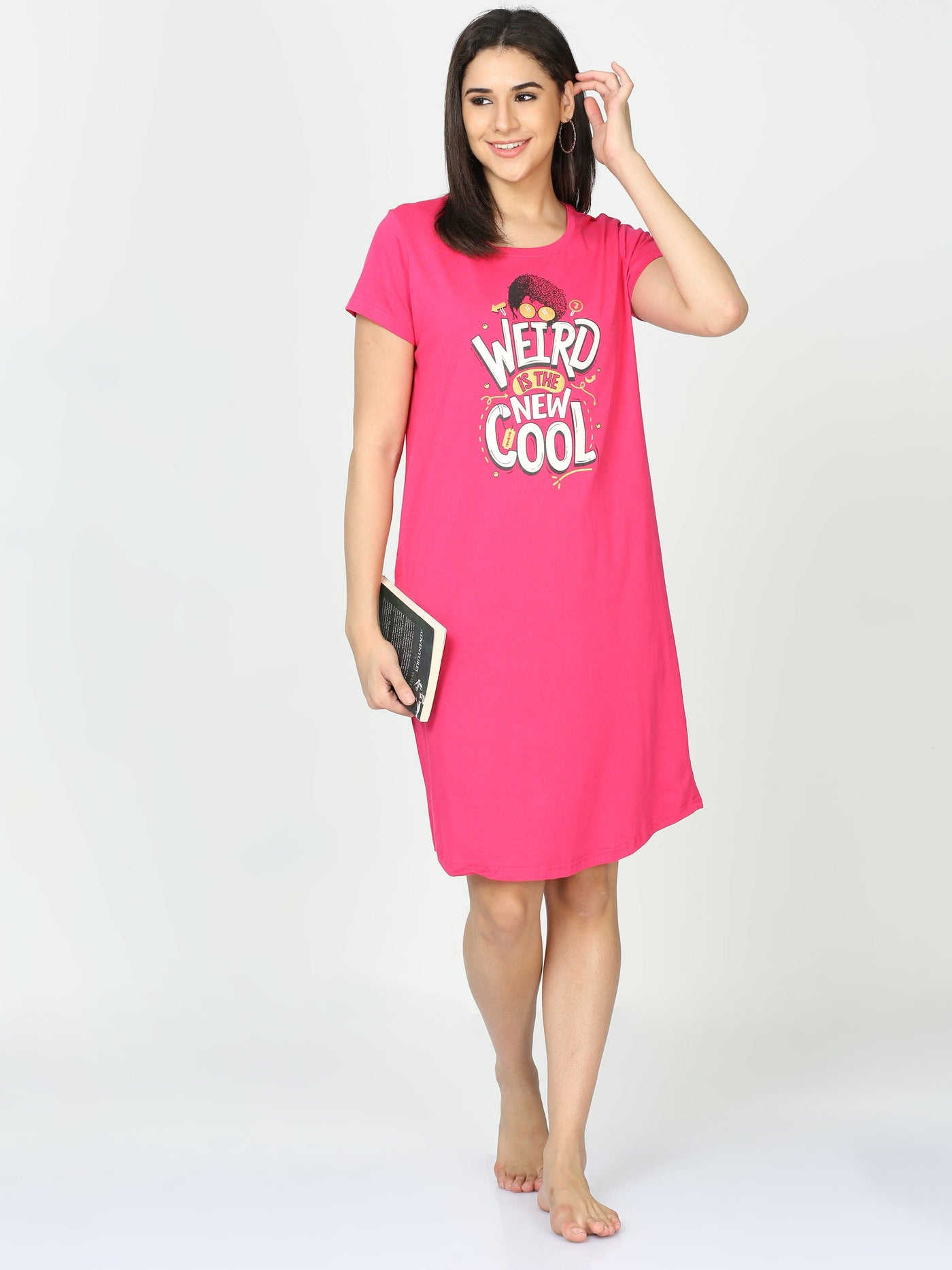 Hosiery Cotton Short Nighty Hot Pink