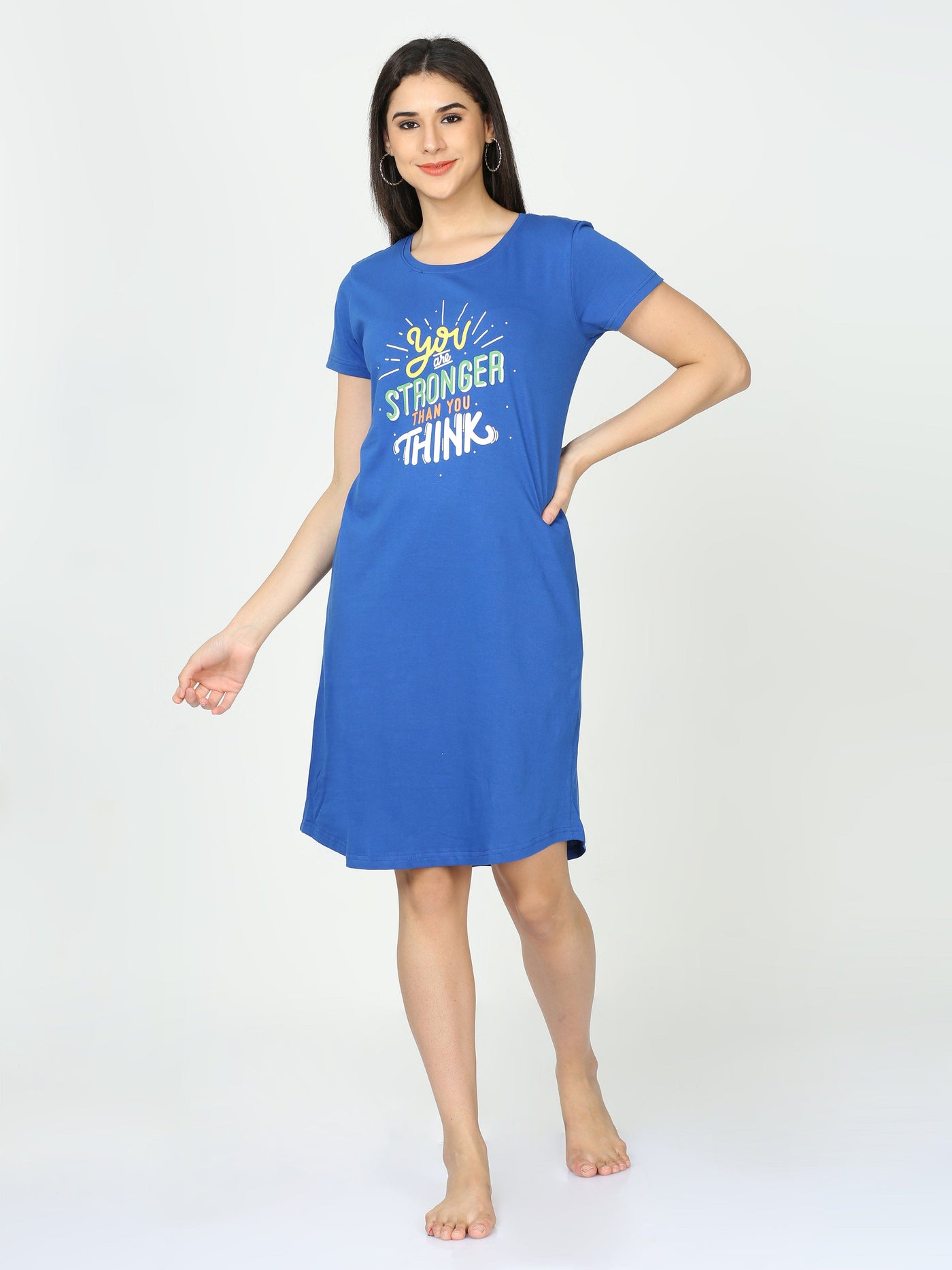 Hosiery Cotton Short Nighty Indigo Blue