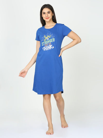 Hosiery Cotton Short Nighty Indigo Blue